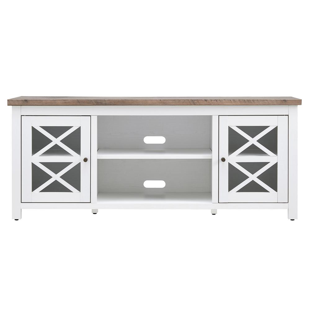 Colton Rectangular TV Stand for TV's up to 65" in White/Gray Oak. Picture 3