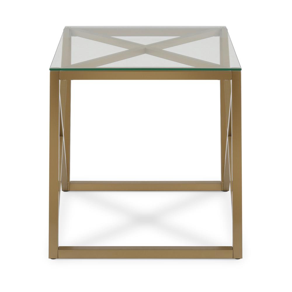 Dixon 20'' Wide Square Side Table in Brass. Picture 3