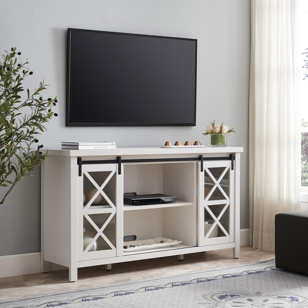 Clementine Rectangular TV Stand for TV's up to 65" in White. Picture 2