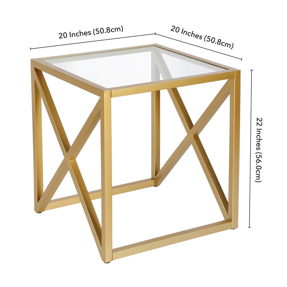 Calix 20'' Wide Square Side Table in Brass. Picture 5