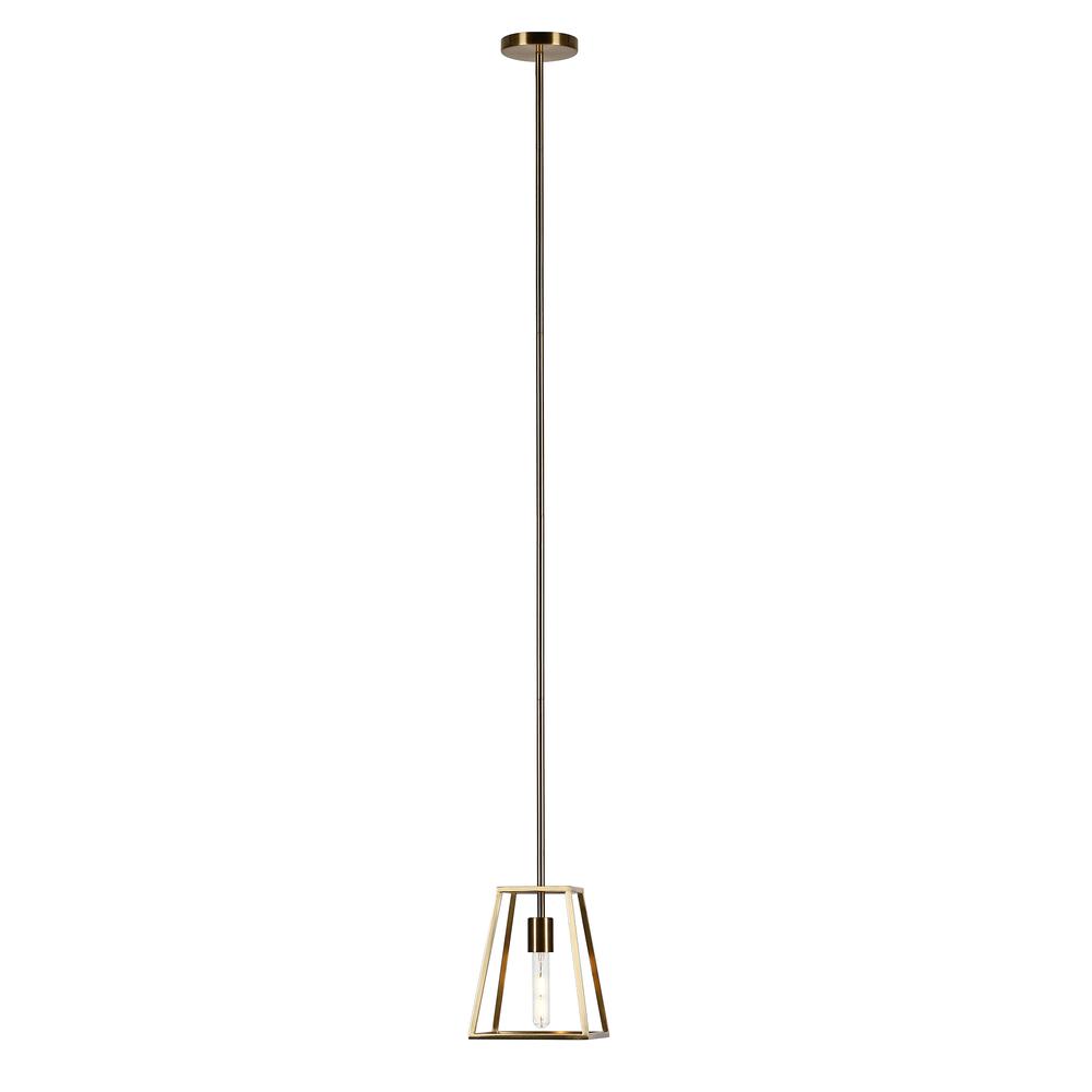 Rhom 8" Wide Open-Framed Pendant in Brass/No Shade. Picture 3