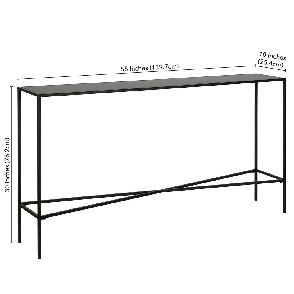 Henley 55'' Wide Rectangular Console Table with Metal Top in Blackened Bronze. Picture 5
