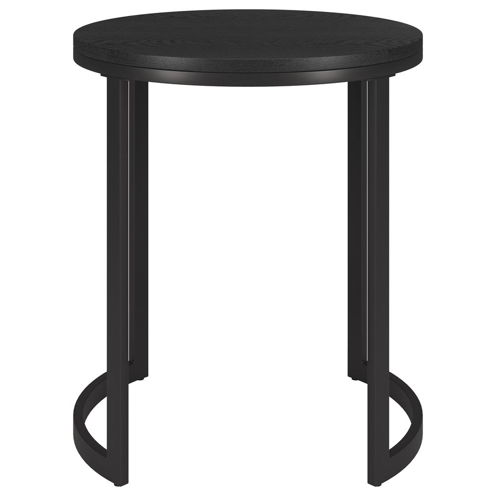 Mitera 20" Wide Round Side Table with MDF Top in Blackened Bronze/Black Grain. Picture 3