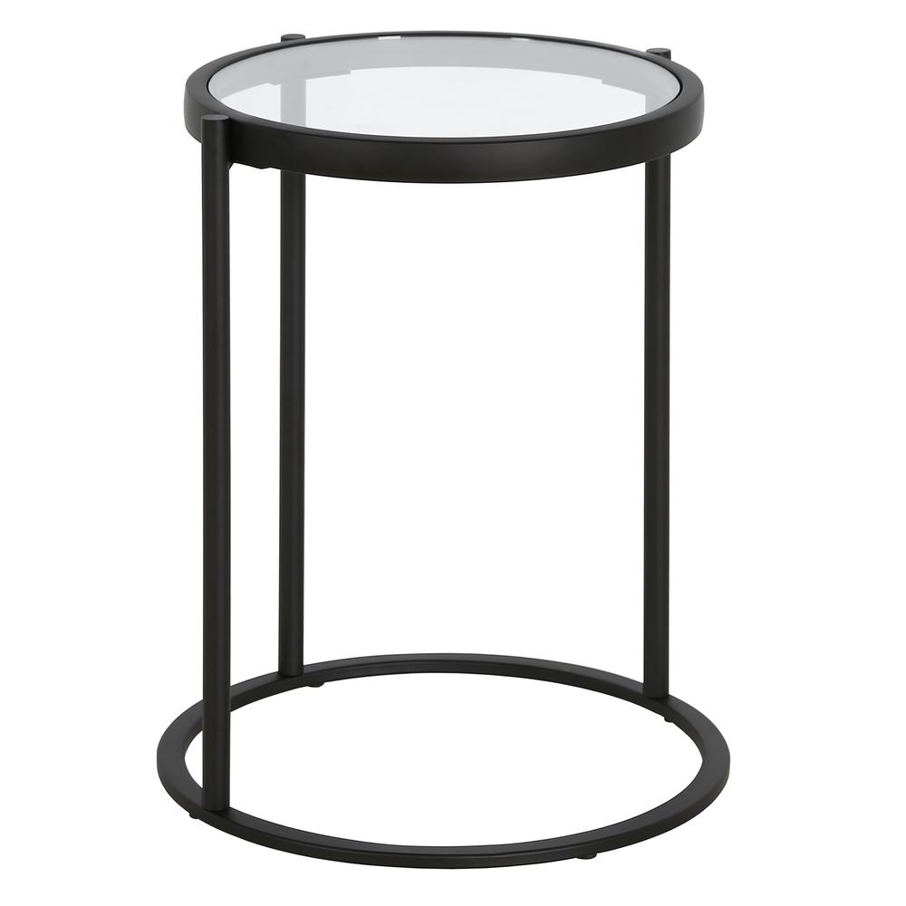 Duxbury 16'' Wide Round Side Table in Blackened Bronze. Picture 1