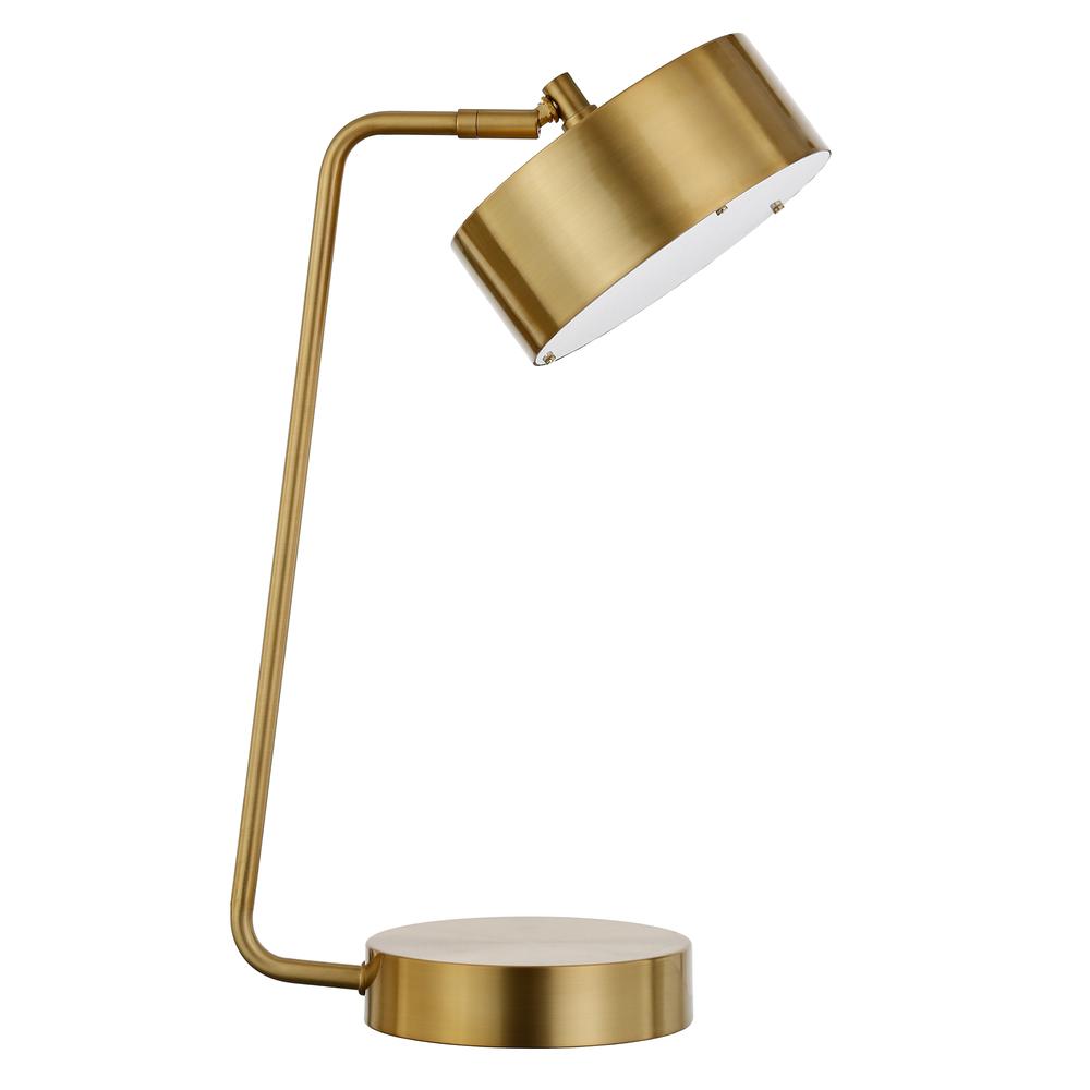 Bradburn 18.5" Tall Integrated LED Table Lamp with Metal Shade in Brass/Brass. Picture 1