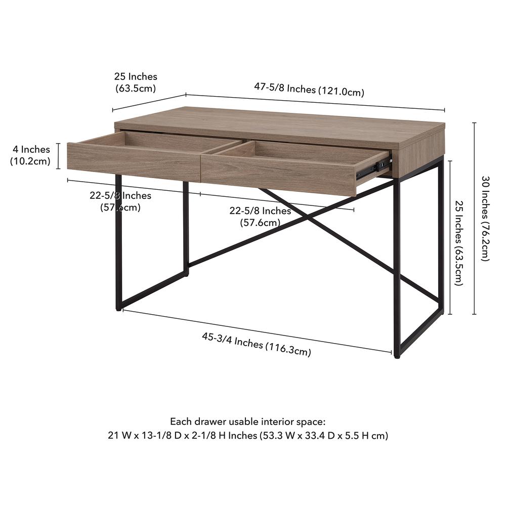 Mason Rectangular 47.75" Wide Desk in Antiqued Gray Oak. Picture 3