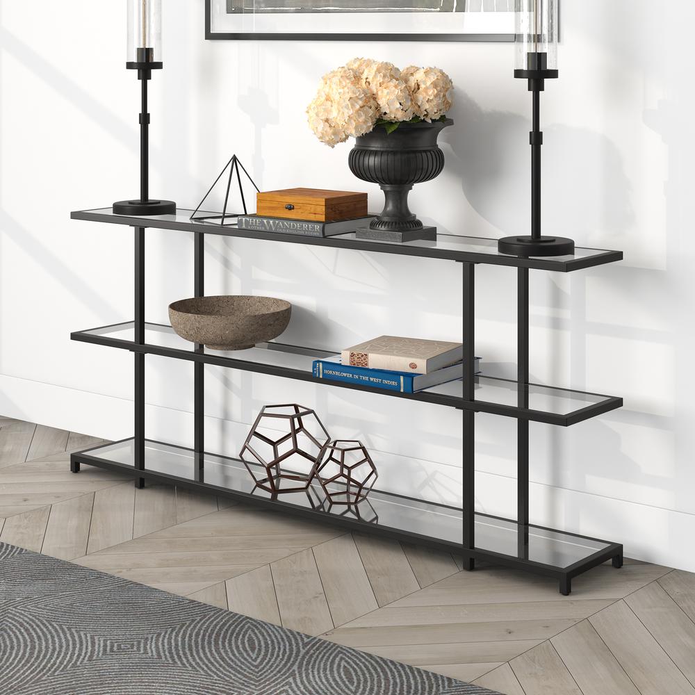 Greenwich 64'' Wide Rectangular Console Table in Blackened Bronze. Picture 2