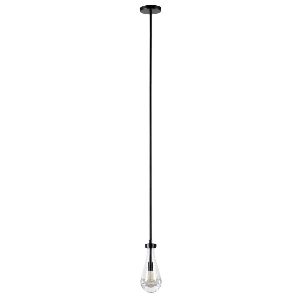 Twyla 5" Wide Pendant with Glass Shade in Blackened Bronze/Clear. Picture 1