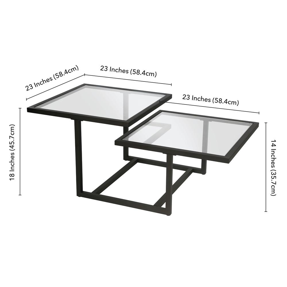 Amalie 43'' Wide Square Coffee Table in Blackened Bronze. Picture 5