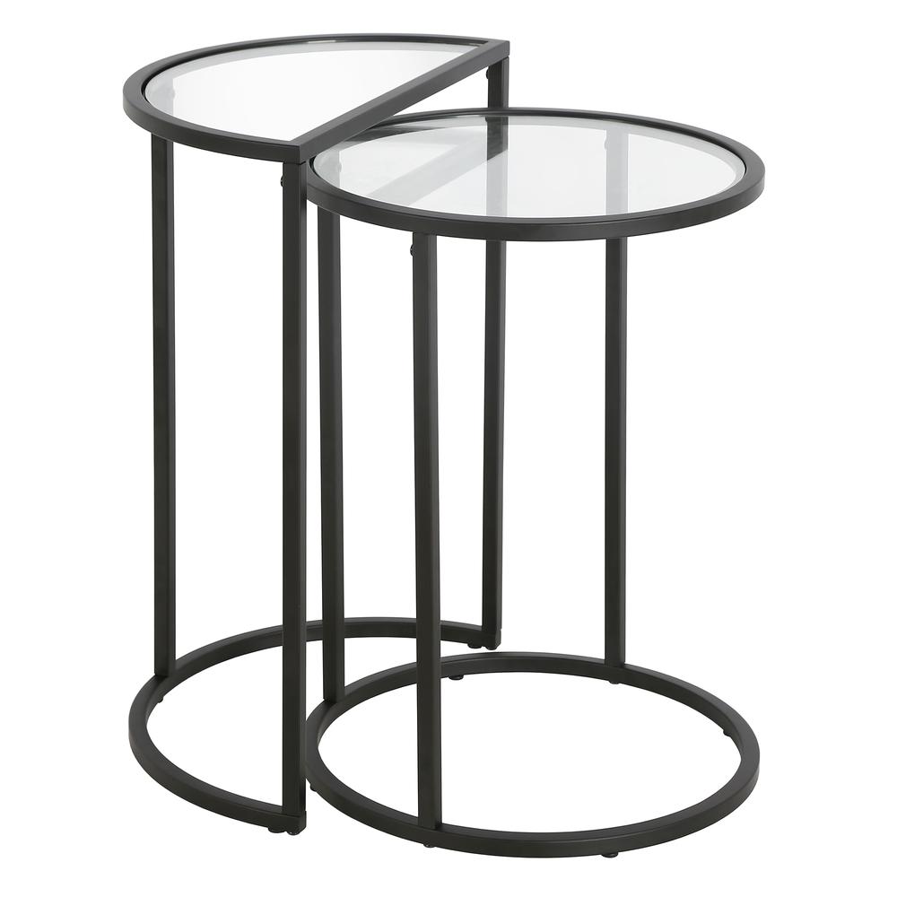 Luna Round & Demilune Nested Side Table in Blackened Bronze. Picture 1