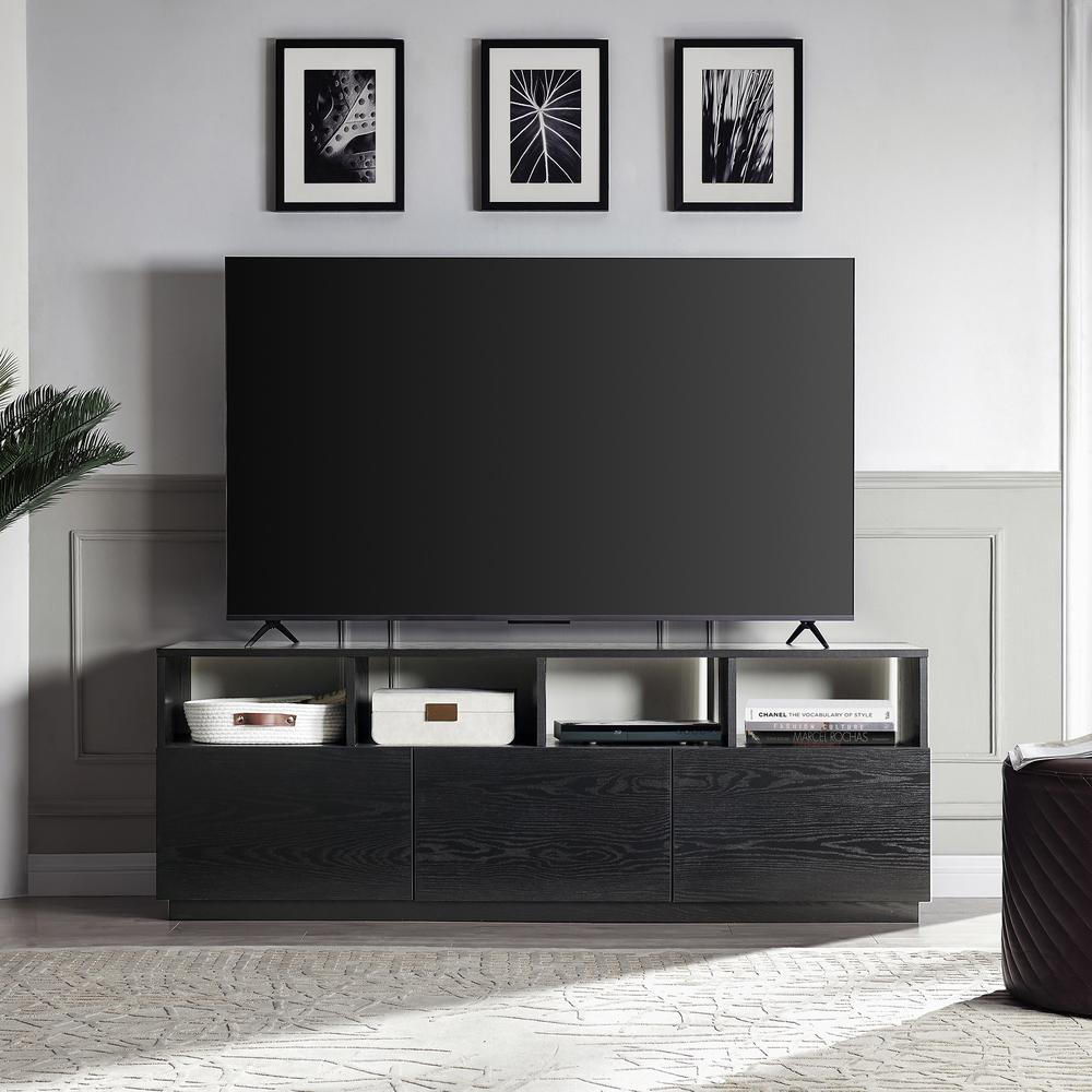 Cumberland Rectangular TV Stand for TV's up to 80" in Black Grain. Picture 2