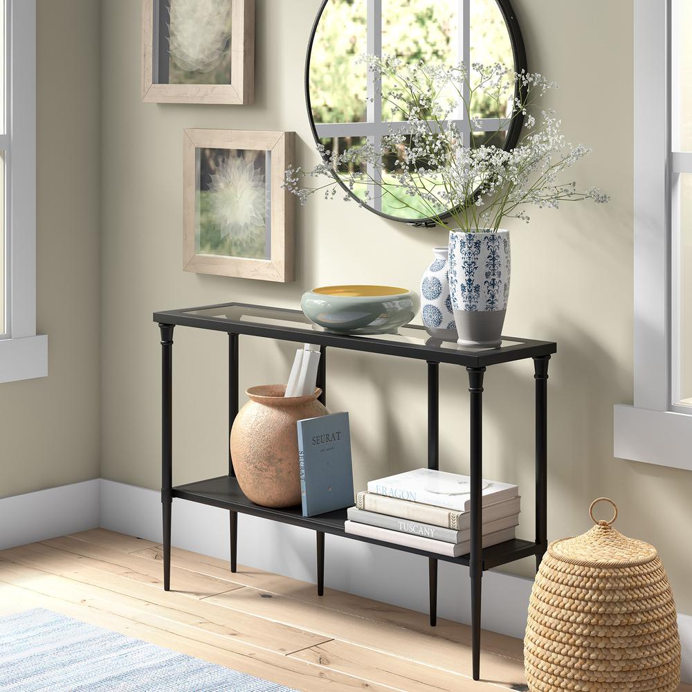 Dafna 45'' Wide Rectangular Console Table in Blackened Bronze. Picture 2