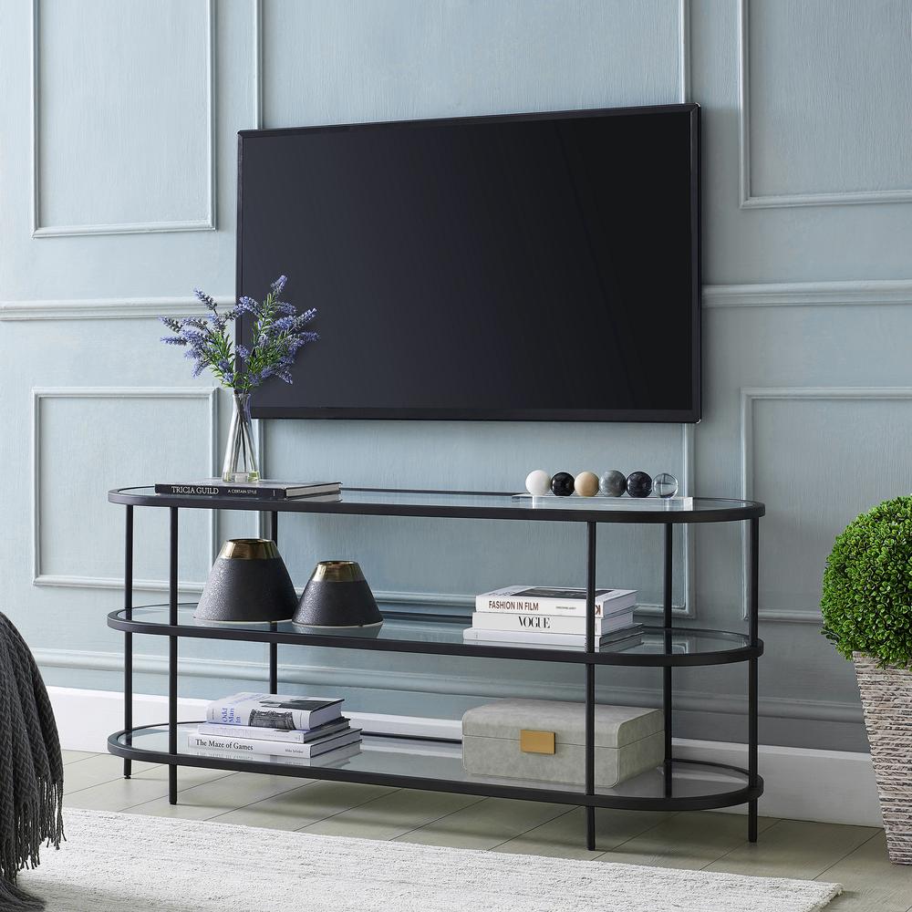 Leif Oval TV Stand for TV's up to 60" in Blackened Bronze. Picture 2