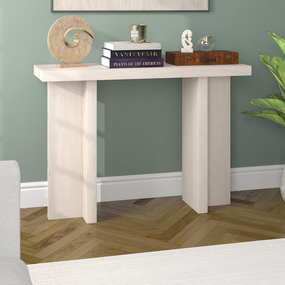 Dimitra 42" Wide Rectangular Console Table in Alder White. Picture 3