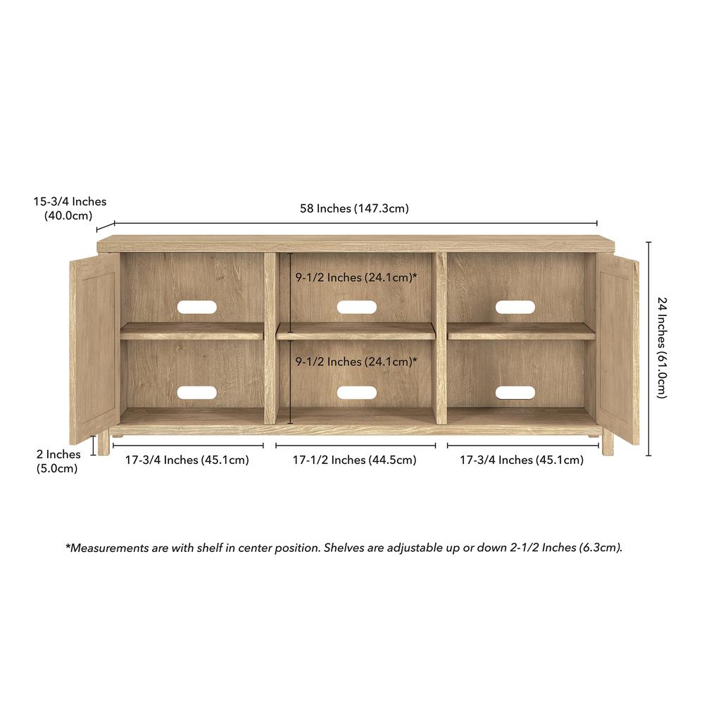 Granger Rectangular TV Stand for TV's up to 65" in White Oak. Picture 5
