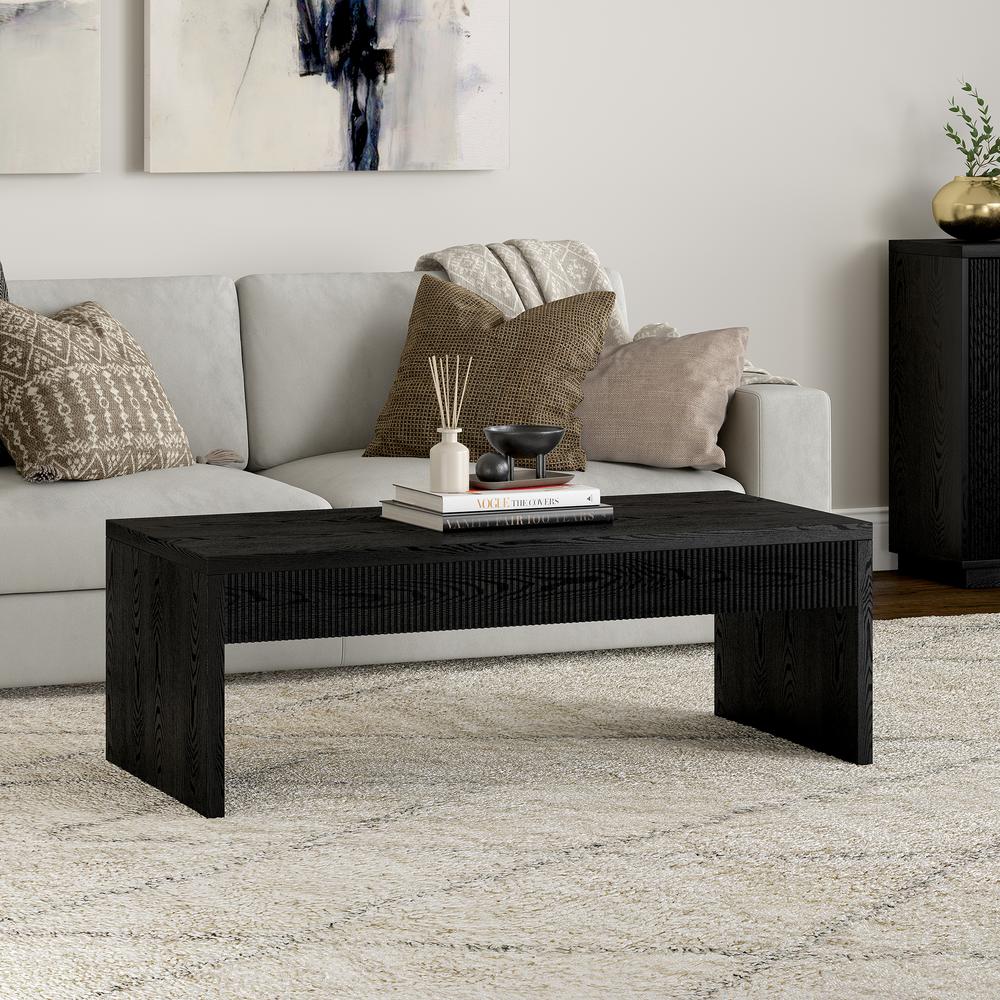 Lawrence 48" Wide Rectangular Coffee Table in Black Grain. Picture 2