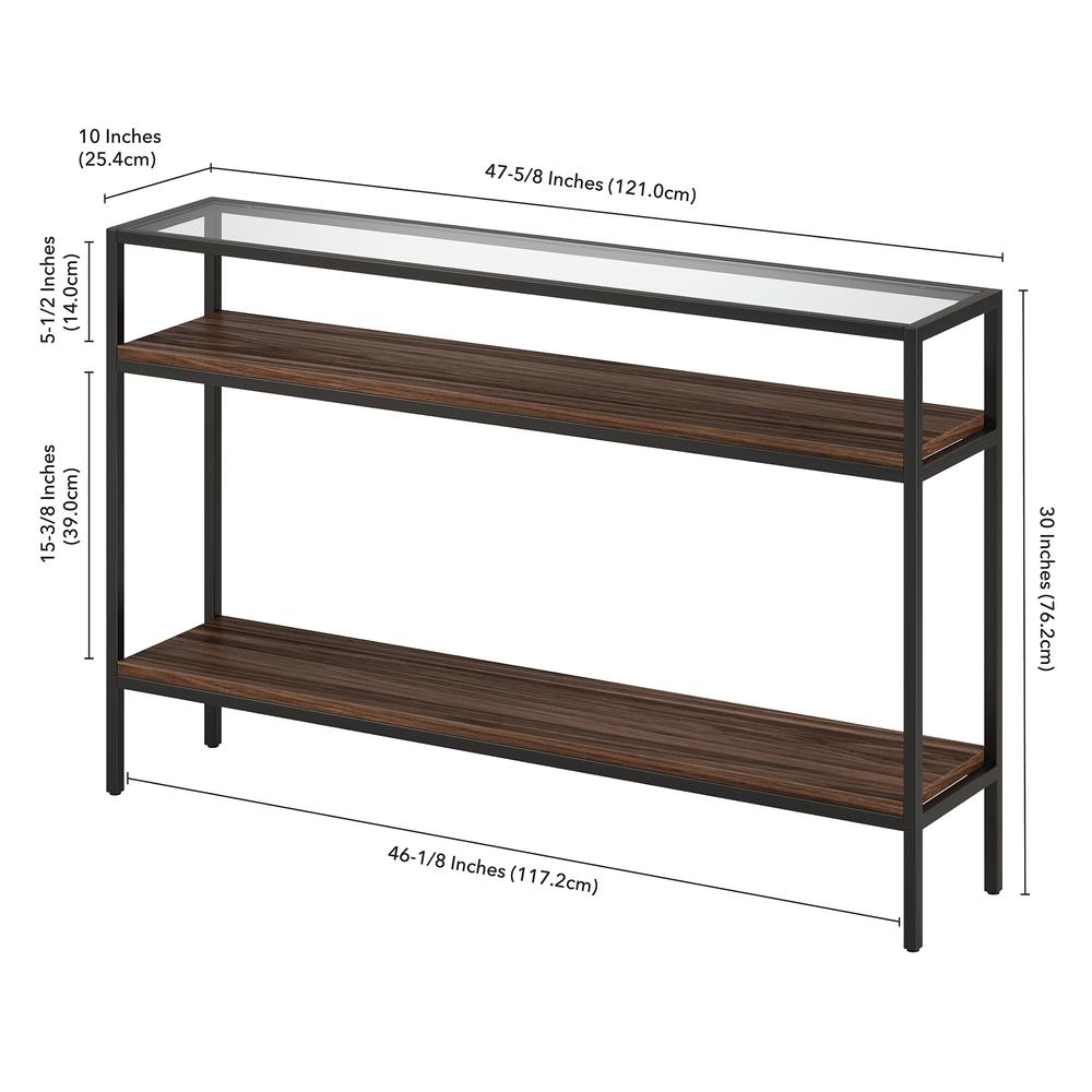 Felicia 47.6'' Wide Rectangular Console Table in Blackened Bronze/Walnut. Picture 5