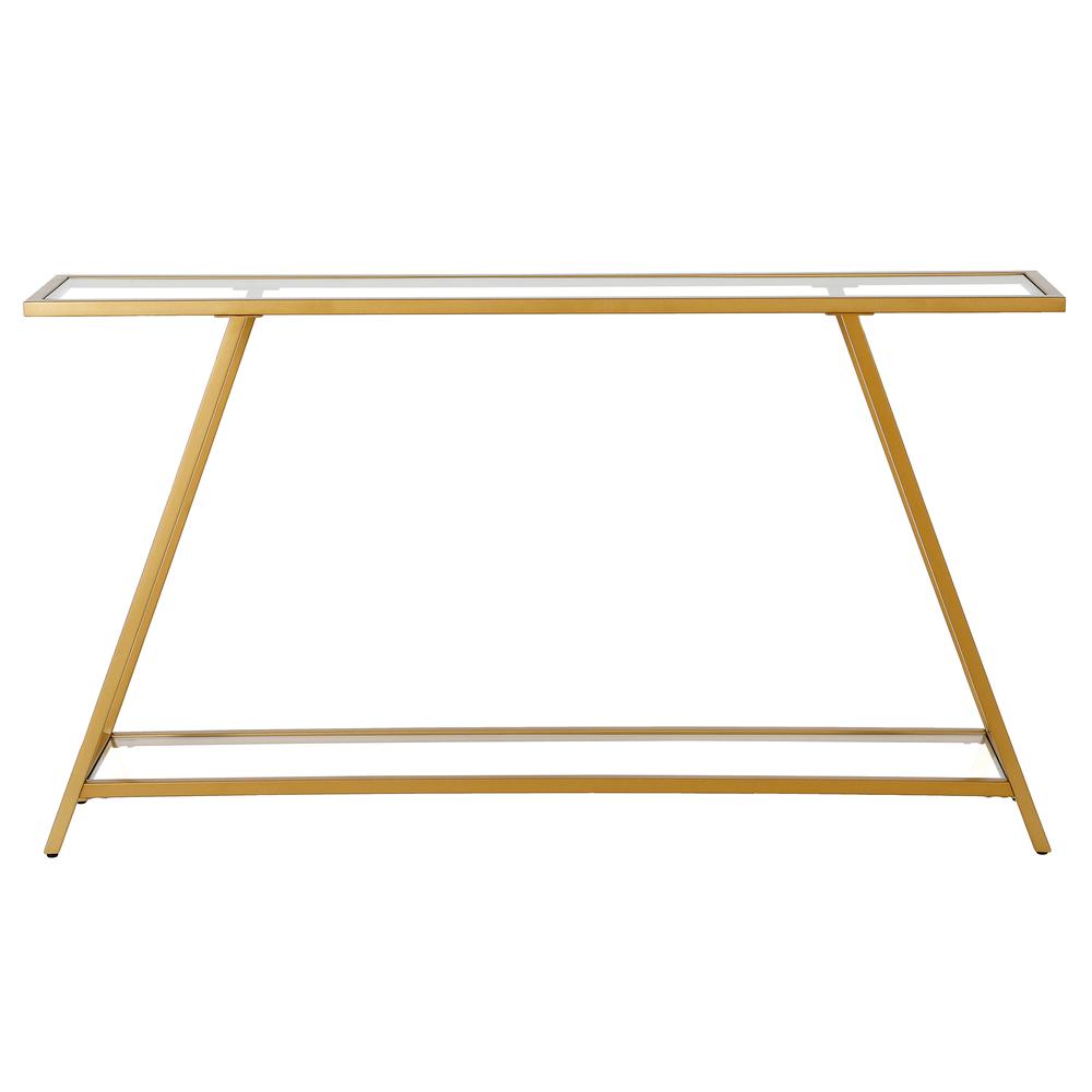 Yair 52'' Wide Rectangular Console Table in Brass. Picture 3