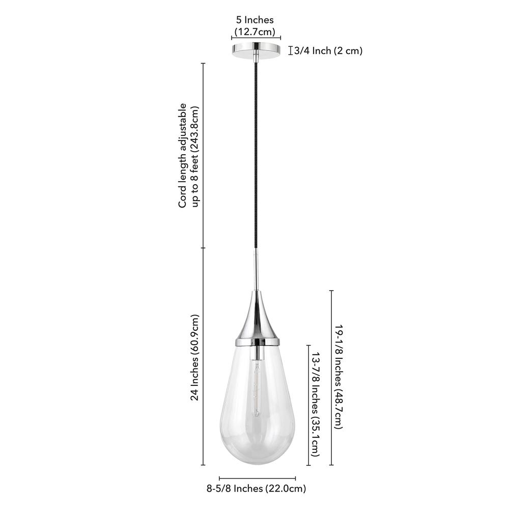 Ambrose 8.63" Wide Pendant with Glass Shade in Polished Nickel/Clear. Picture 5