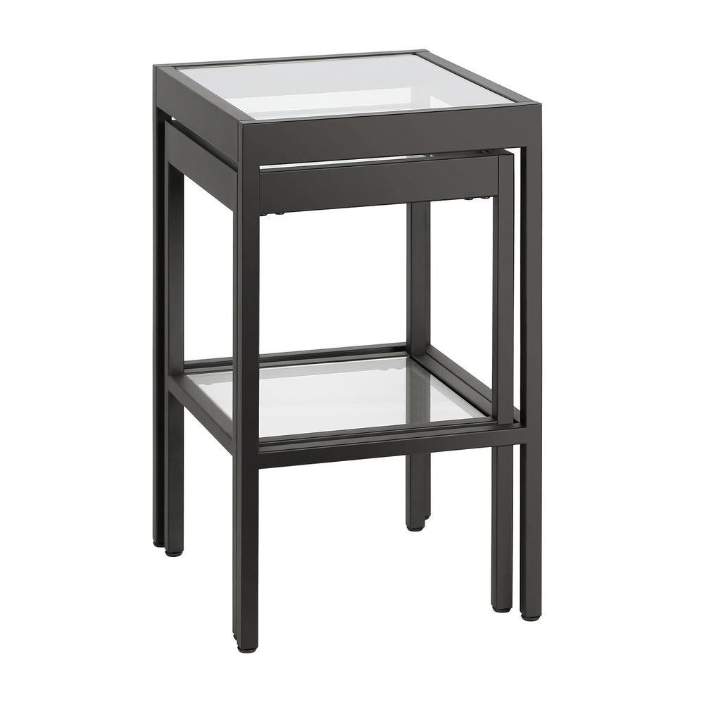 Alexis Rectangular & Square Nested Side Table in Blackened Bronze. Picture 1