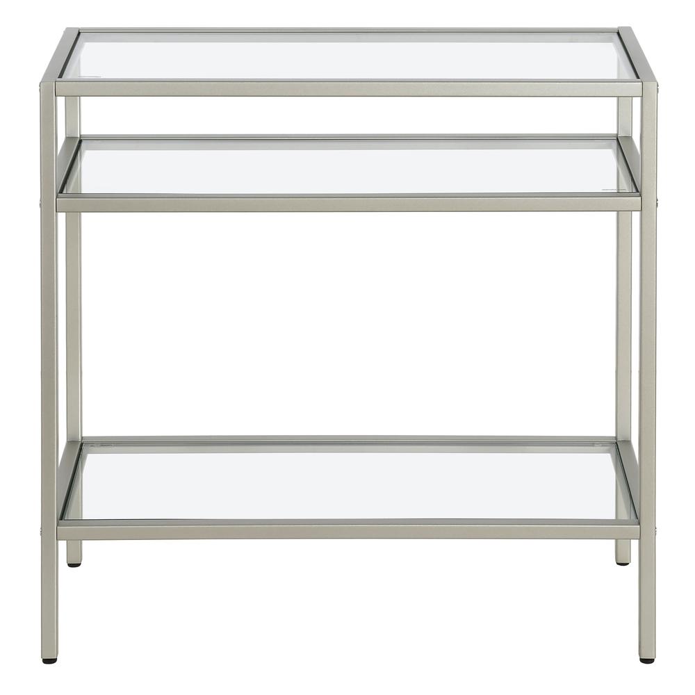 Sivil 24'' Wide Rectangular Side Table in Satin Nickel. Picture 3