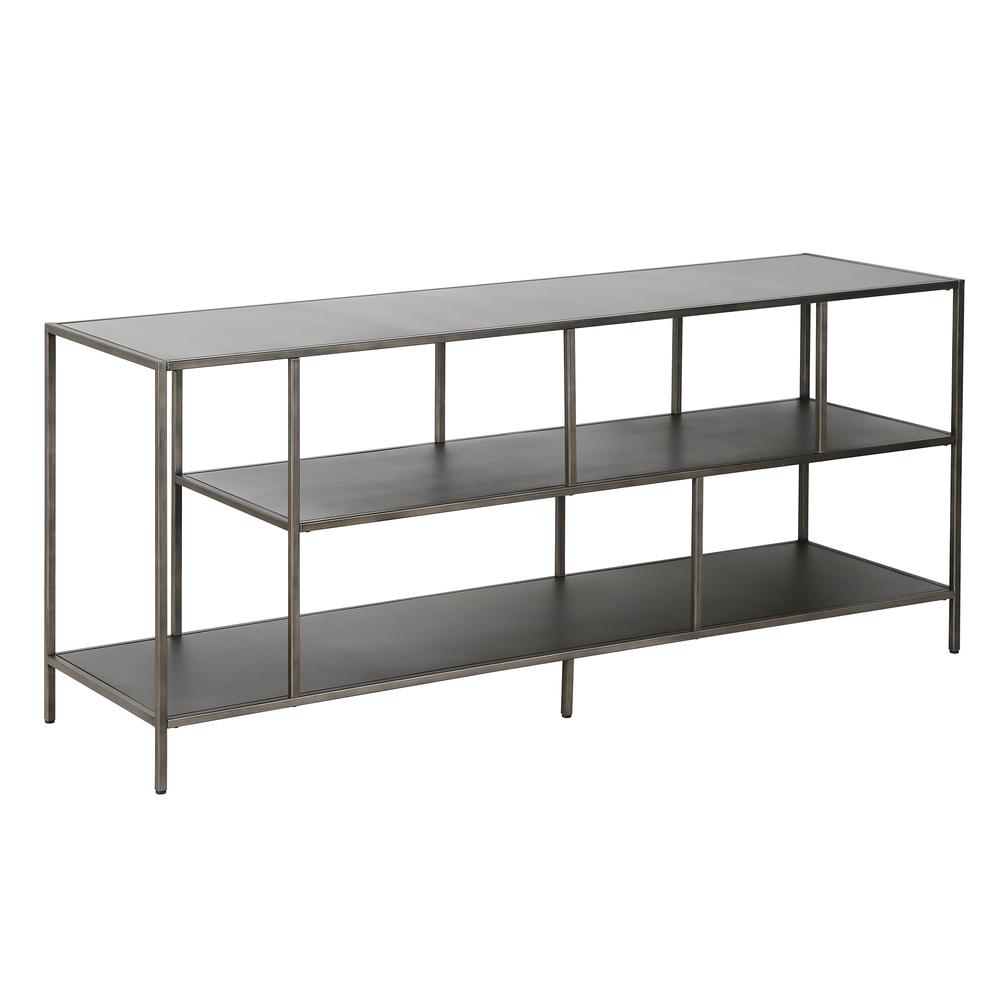 Winthrop Rectangular TV Stand with Metal Shelves for TV's up to 60" in Aged Steel. Picture 1