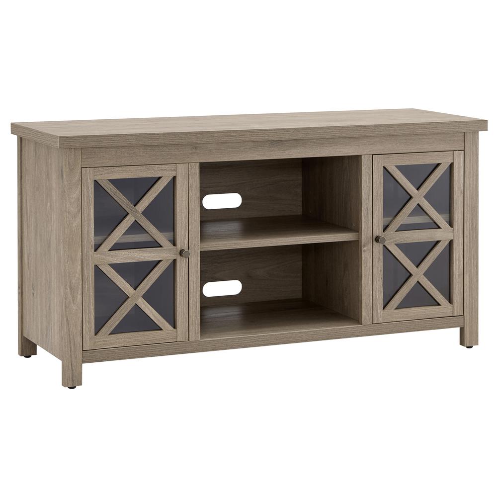 Colton Rectangular TV Stand for TV's up to 55" in Antiqued Gray Oak. Picture 1