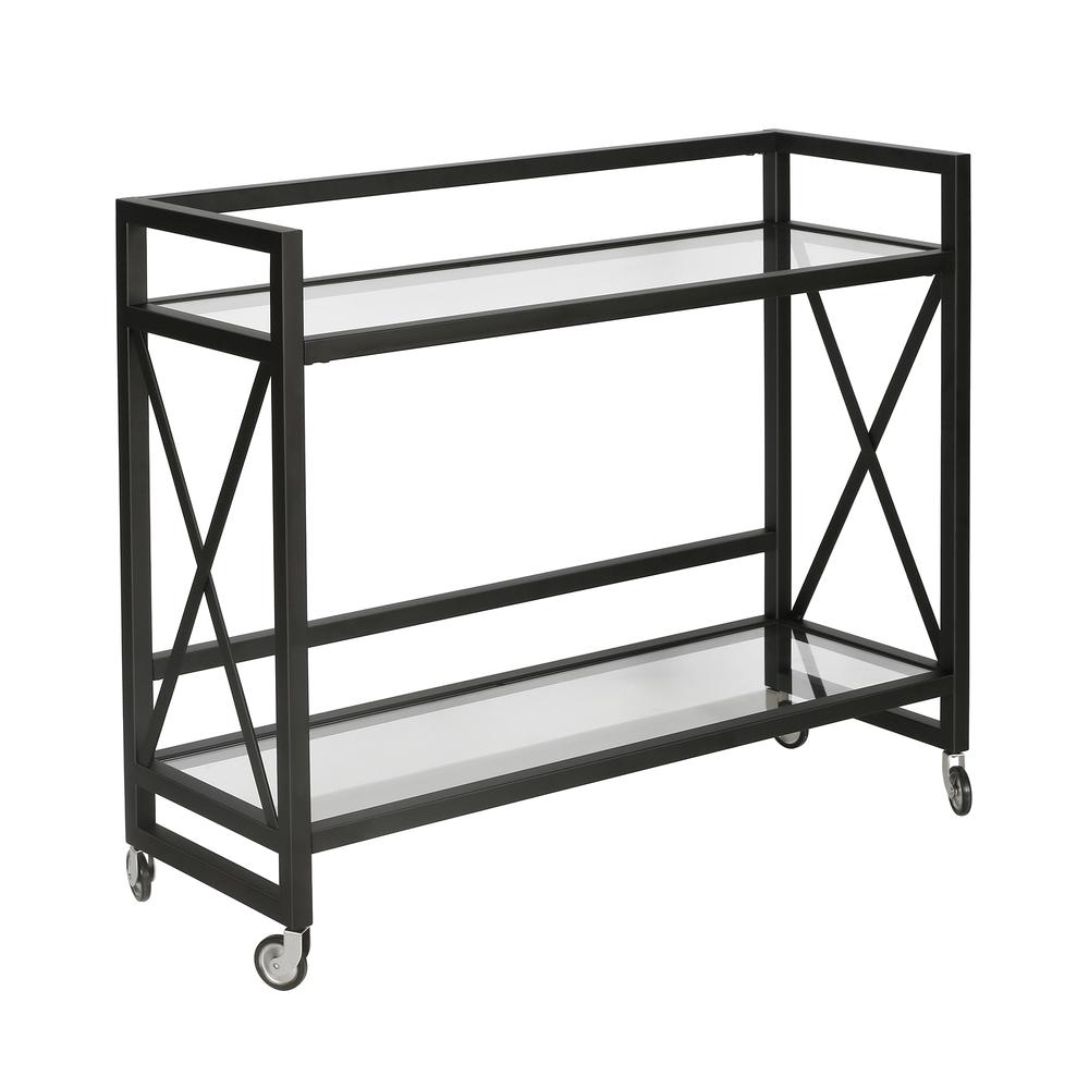 Holly 38'' Wide Rectangular Bar Cart in Blackened Bronze. Picture 1