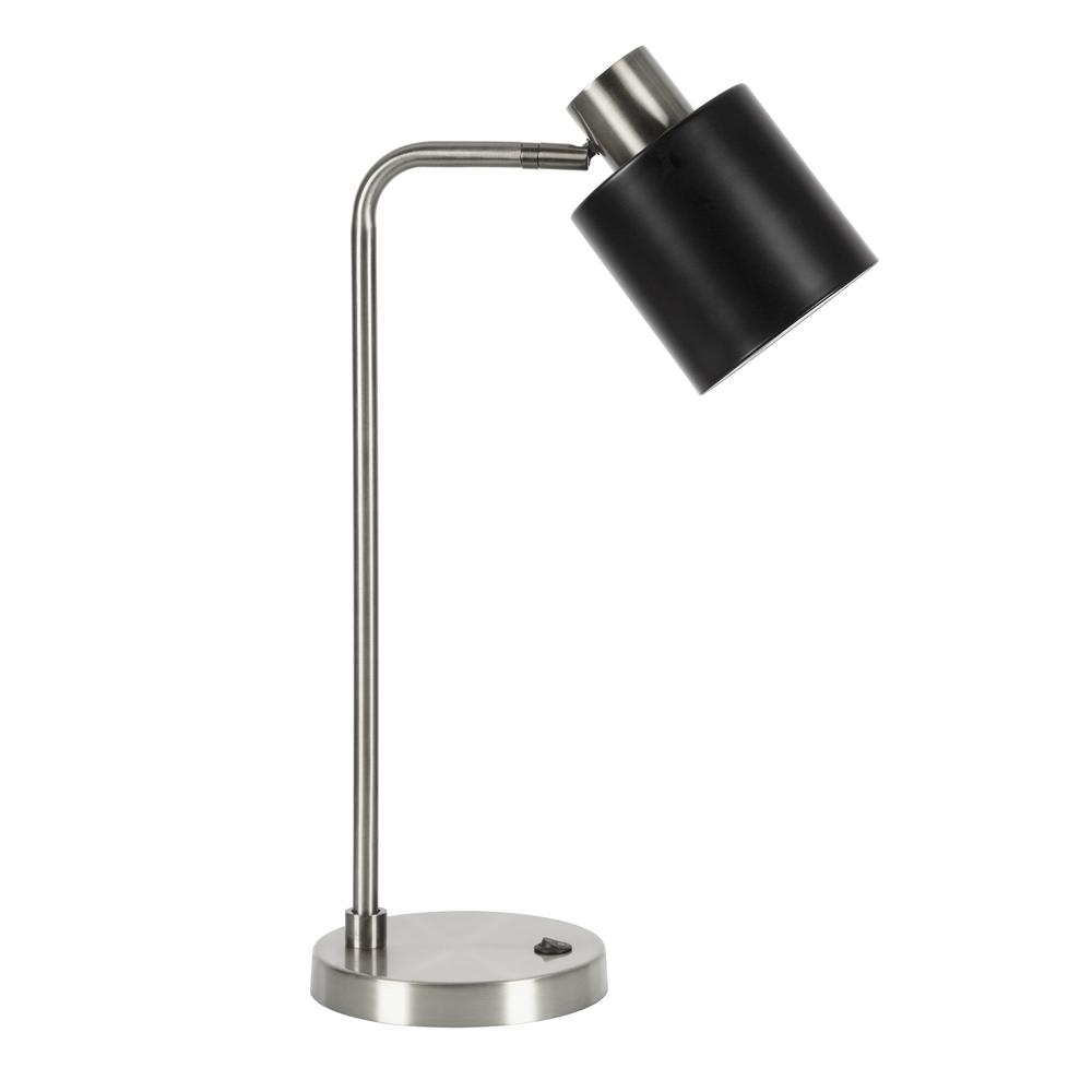Thew 20.75" Tall Table Lamp with Metal Shade in Nickel/Black. Picture 1