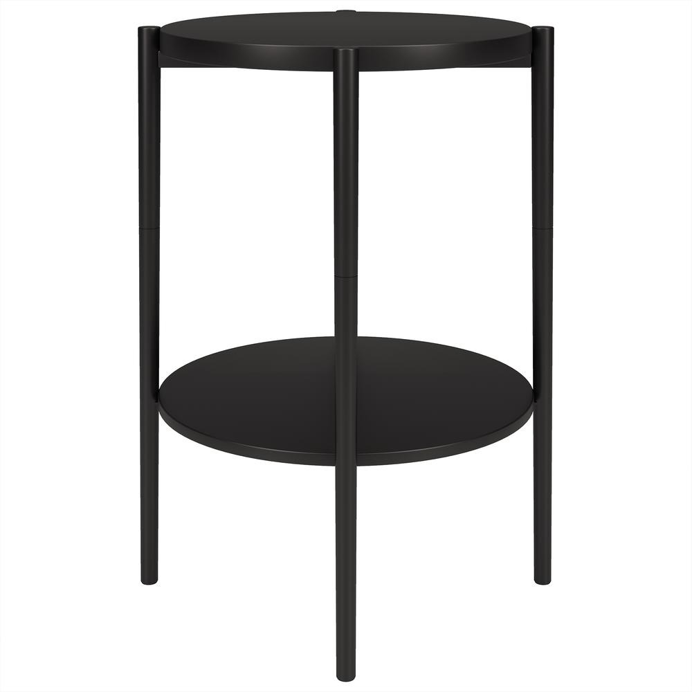 Wayne 18'' Wide Round Side Table with Metal Shelf in Blackened Bronze. Picture 3