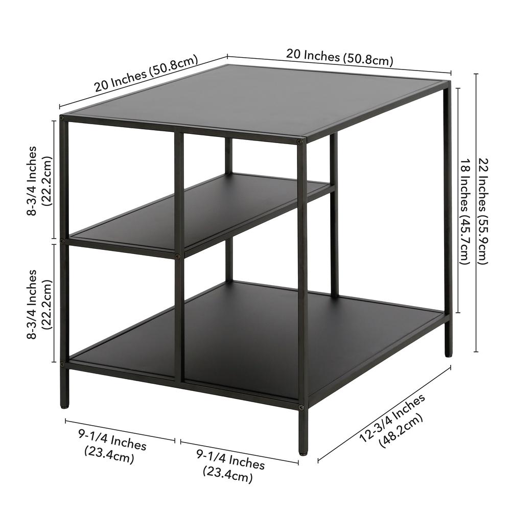 Winthrop 20'' Wide Square Side Table with Metal Shelves in Blackened Bronze. Picture 5