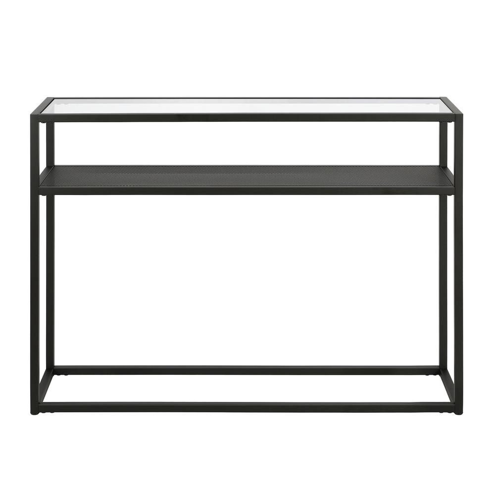 Nellie 42'' Wide Rectangular Console Table with Metal Mesh Shelf in Blackened Bronze. Picture 3