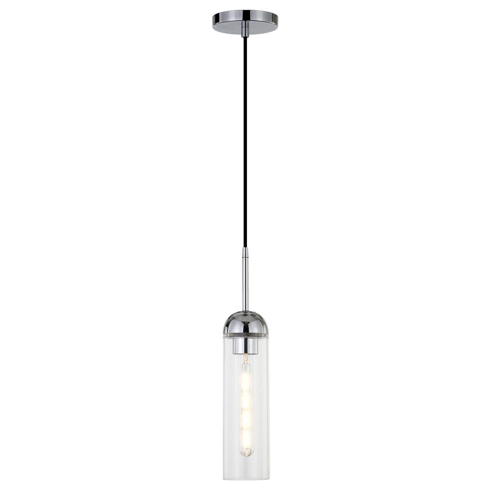 Kagan  3.5" Wide Pendant with Glass Shade in Polished Nickel/Clear. Picture 3