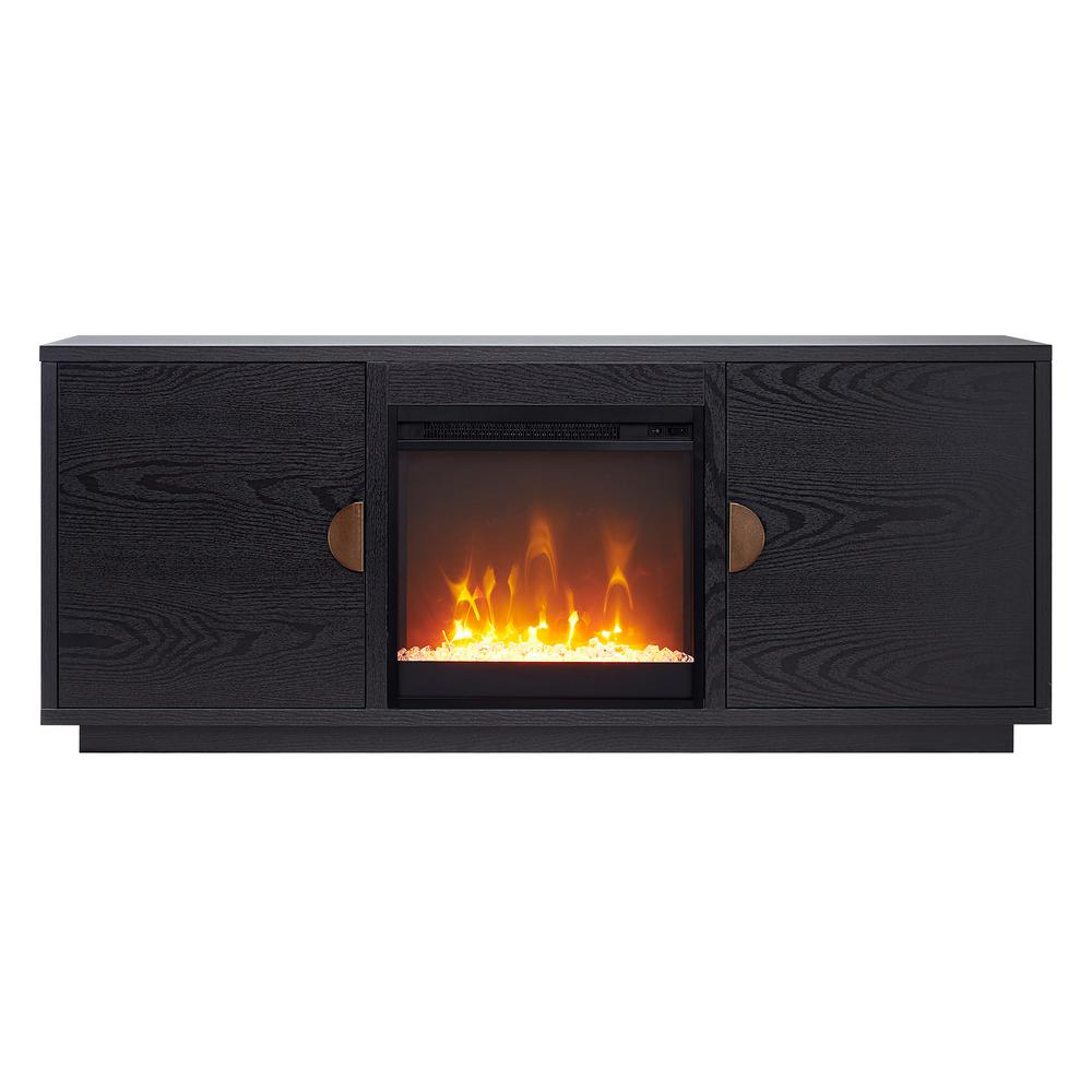 Dakota Rectangular TV Stand with Crystal Fireplace for TV's up to 65" in Black. Picture 3