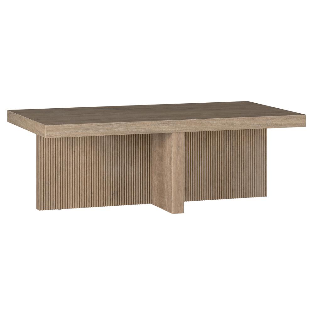 Holm 44" Wide Rectangular Coffee Table in Antiqued Gray Oak. Picture 1