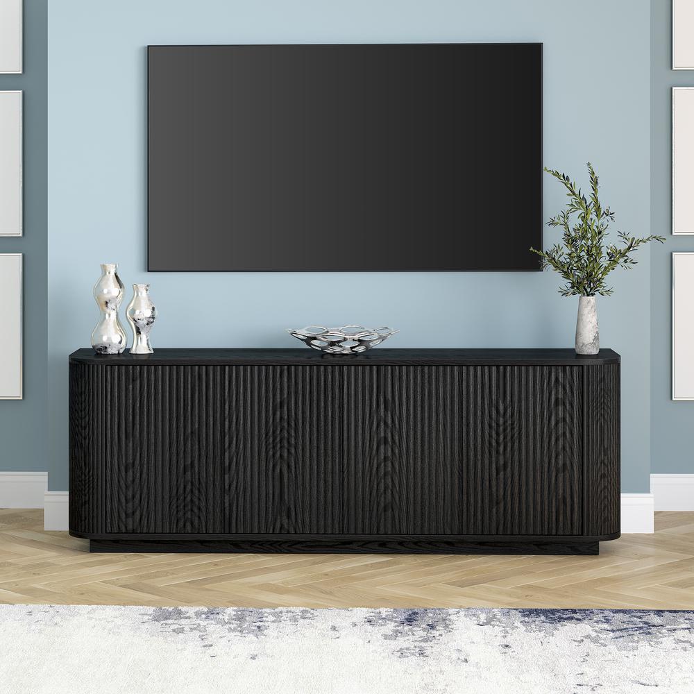 Canton Rectangular TV Stand for TV's up to 75" in Black Grain. Picture 3