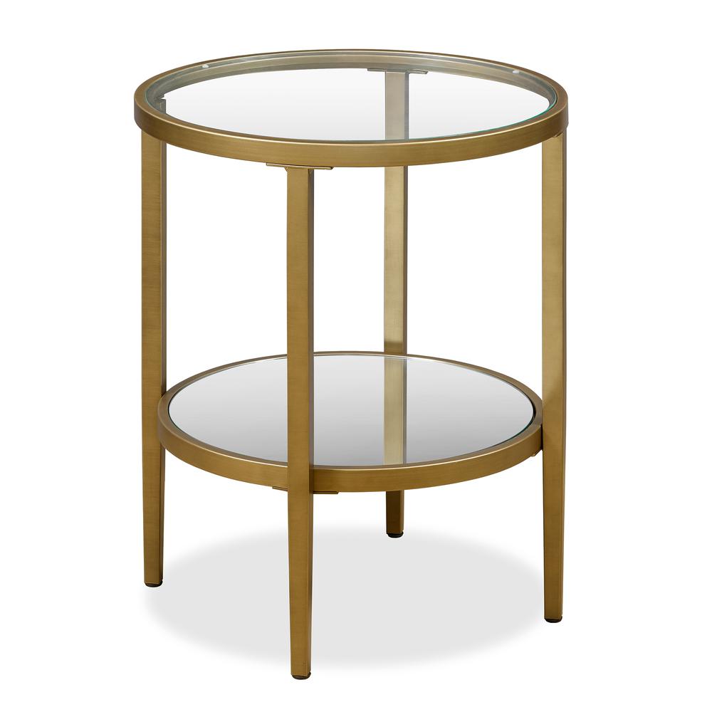 Hera 19.63'' Wide Round Side Table in Antique Brass. Picture 1