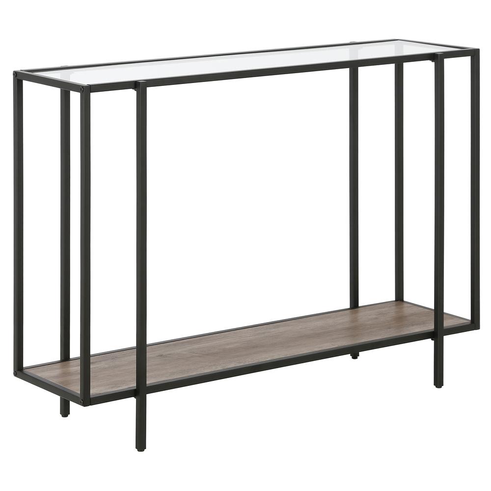 Vireo  42'' Wide Rectangular Console Table with MDF Shelf in Blackened Bronze/Gray Oak. Picture 1