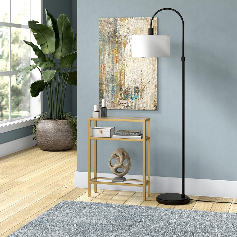 Sivil 22'' Wide Rectangular Console Table in Brass. Picture 4