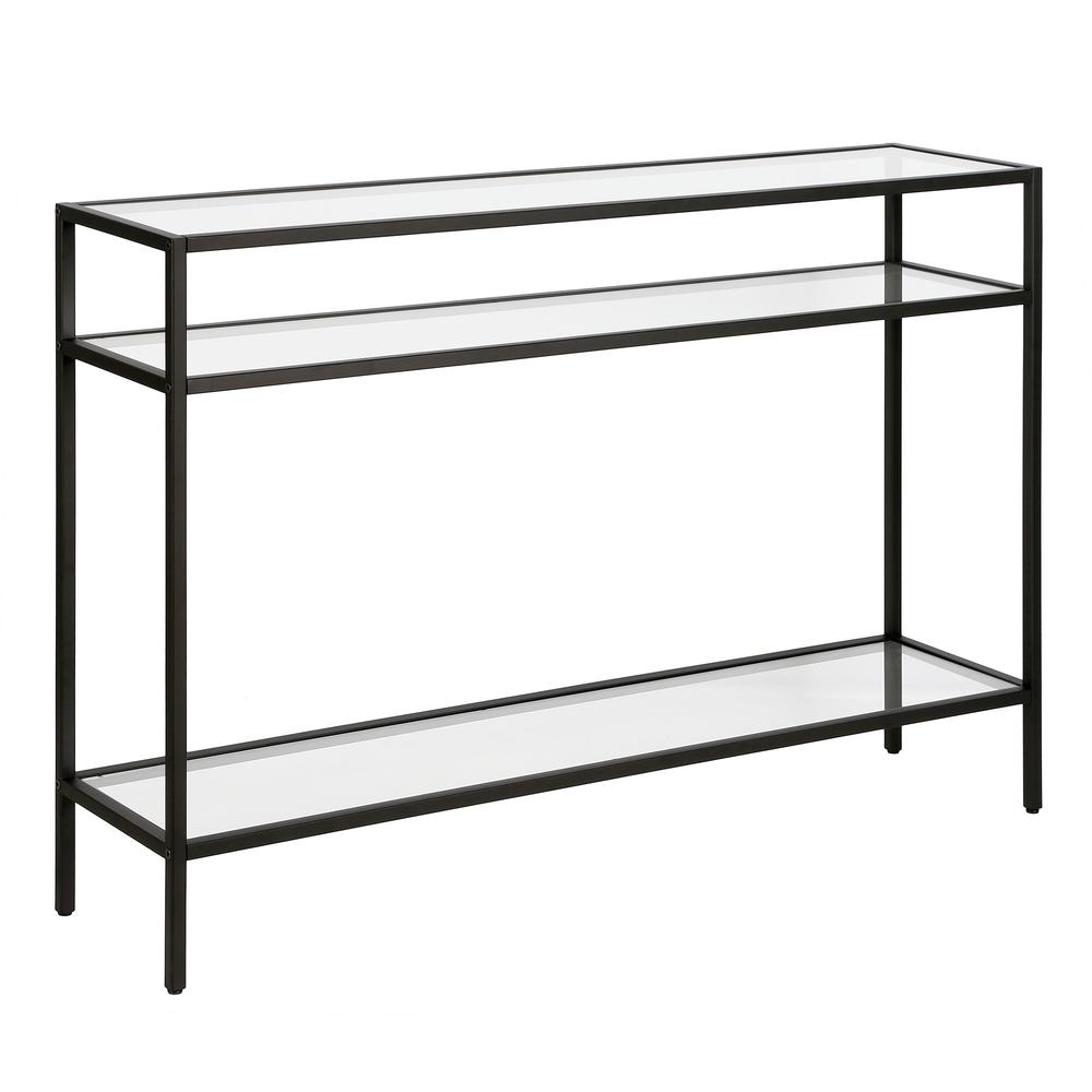 Siviline 42'' Wide Rectangular Console Table in Blackened Bronze. Picture 1