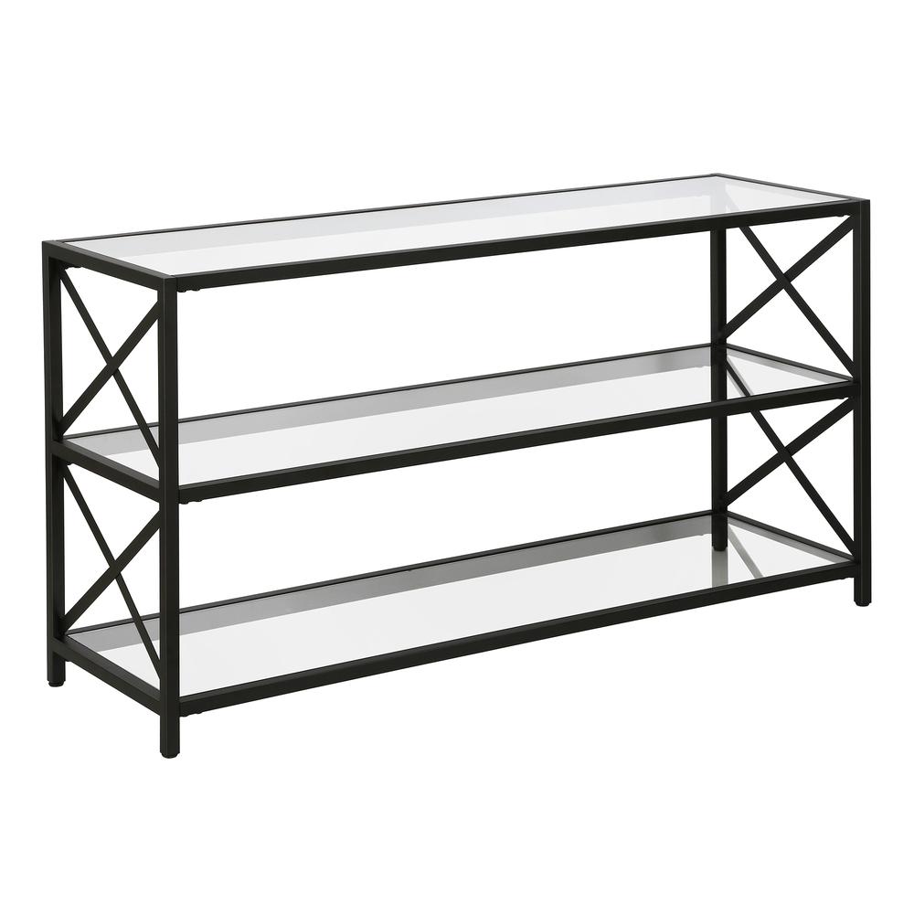 Hutton Rectangular TV Stand for TV's up to 50" in Blackened Bronze. Picture 1