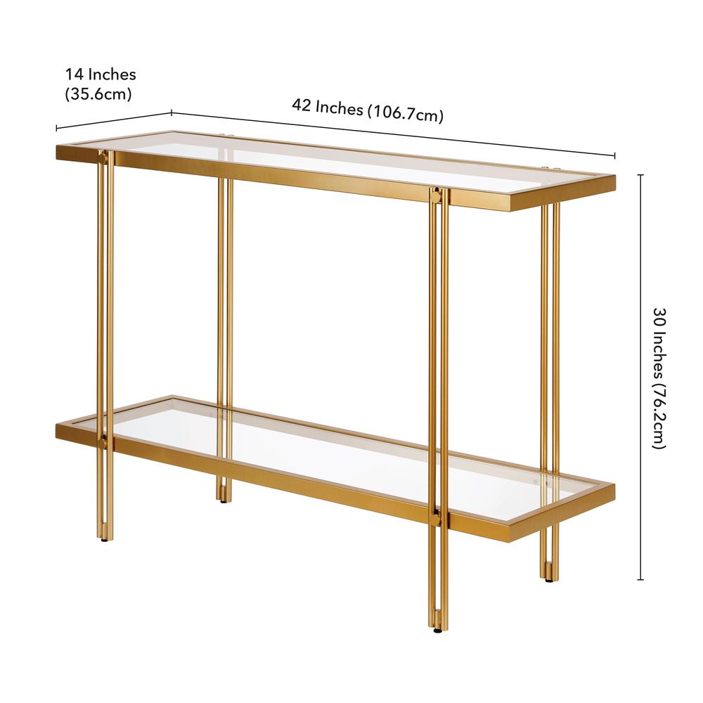 Inez 42'' Wide Rectangular Console Table in Brass. Picture 5
