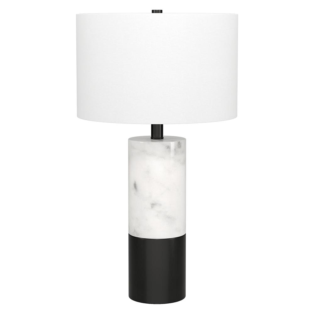 Liana 24" Tall Table Lamp with Fabric Shade in Marble/Black/White. Picture 1