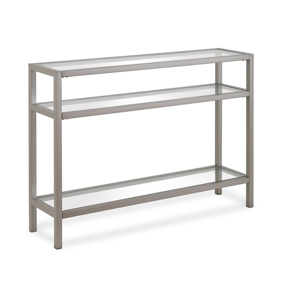 Sivil 42'' Wide Rectangular Console Table in Satin Nickel. Picture 1