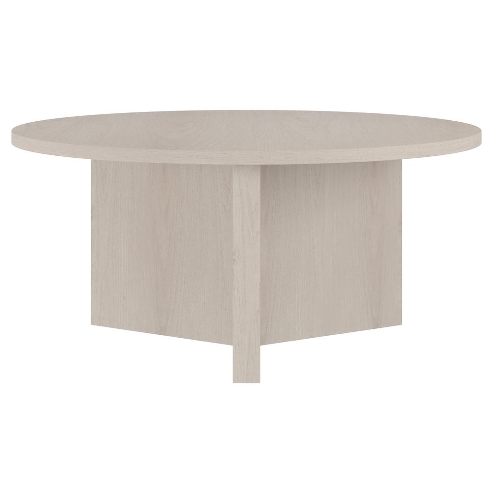 Anders 36" Wide Round Coffee Table in Alder White. Picture 2