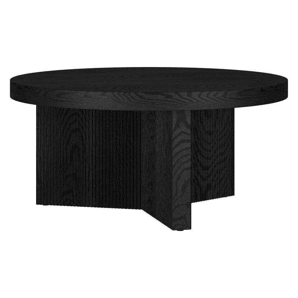 Holm 32" Wide Round Coffee Table in Black Grain. Picture 1