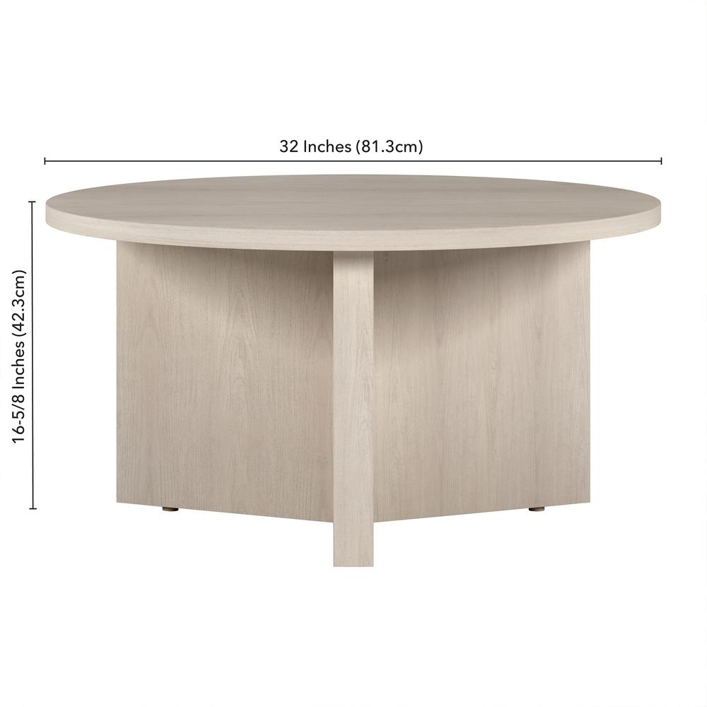 Anders 32" Wide Round Coffee Table in Alder White. Picture 5