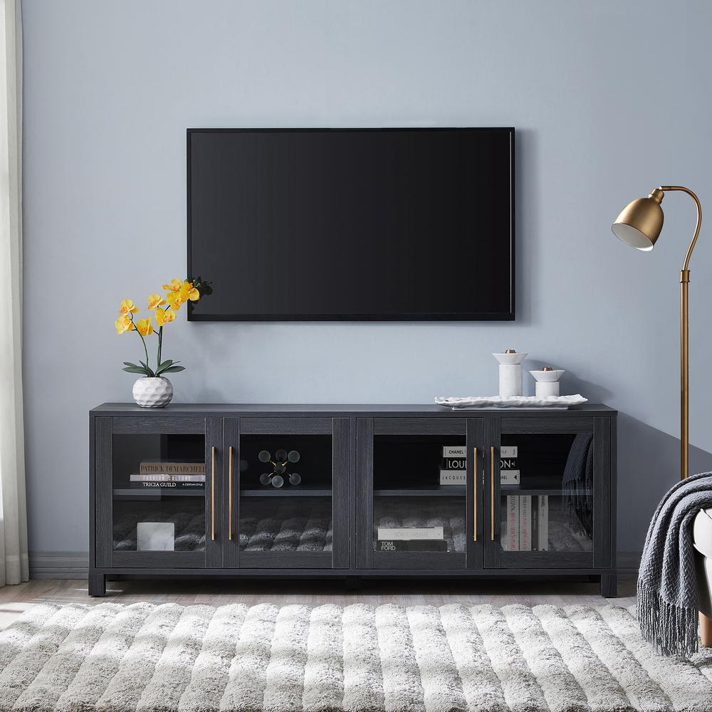 Quincy Rectangular TV Stand for TV's up to 80" in Charcoal Gray. Picture 4