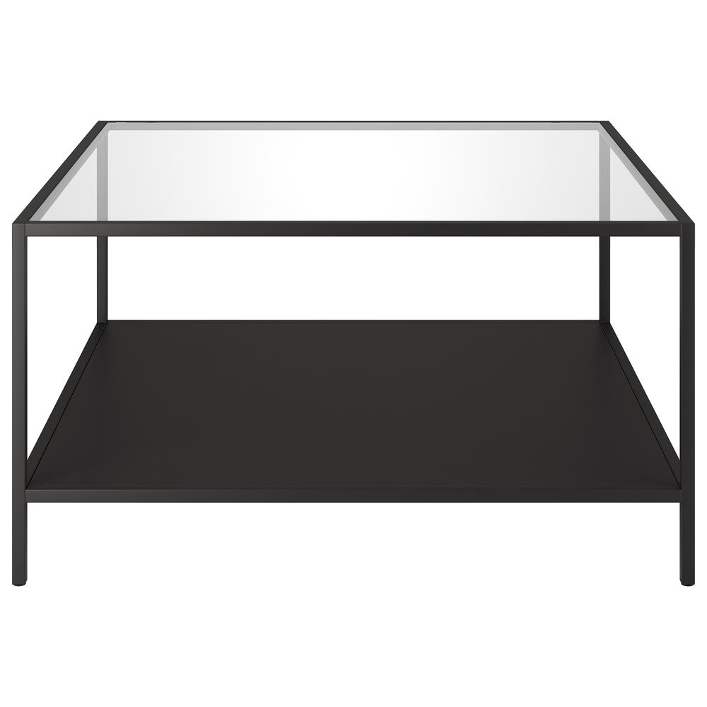 Sivil Square 32'' Wide Coffee Table with Metal Shelf in Blackened Bronze. Picture 3