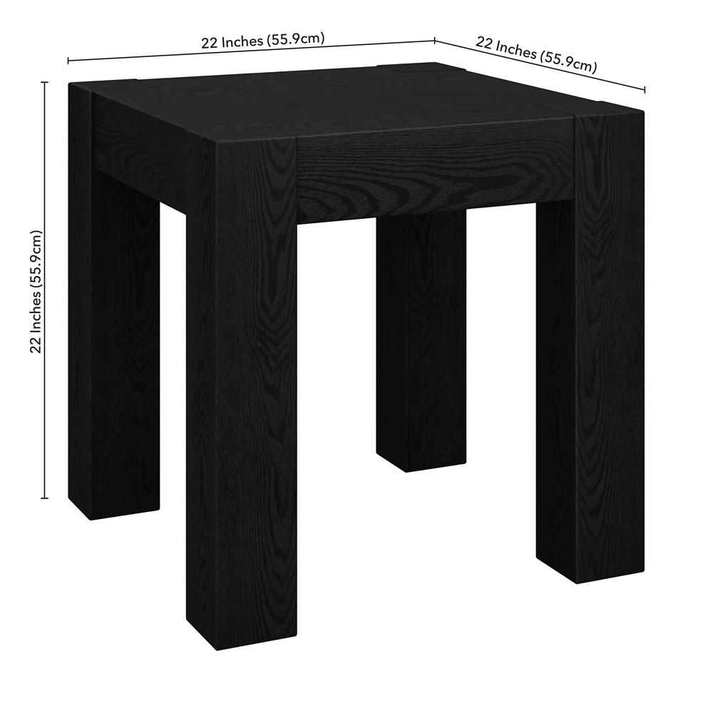 Langston 22" Wide Square Side Table in Black Grain. Picture 5